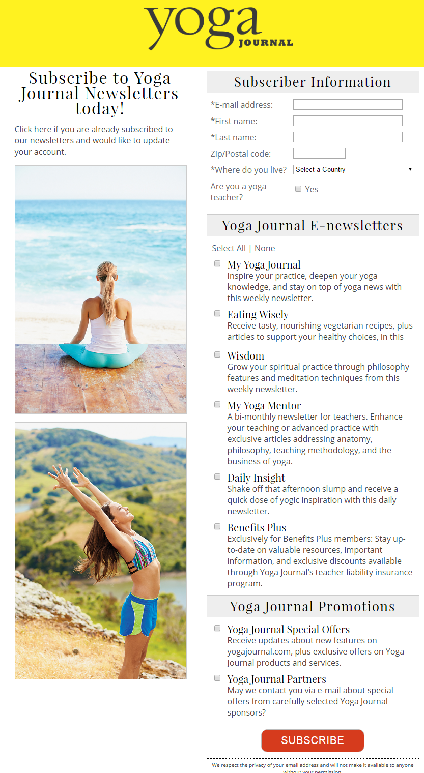 Subscribe to Yoga Journal 