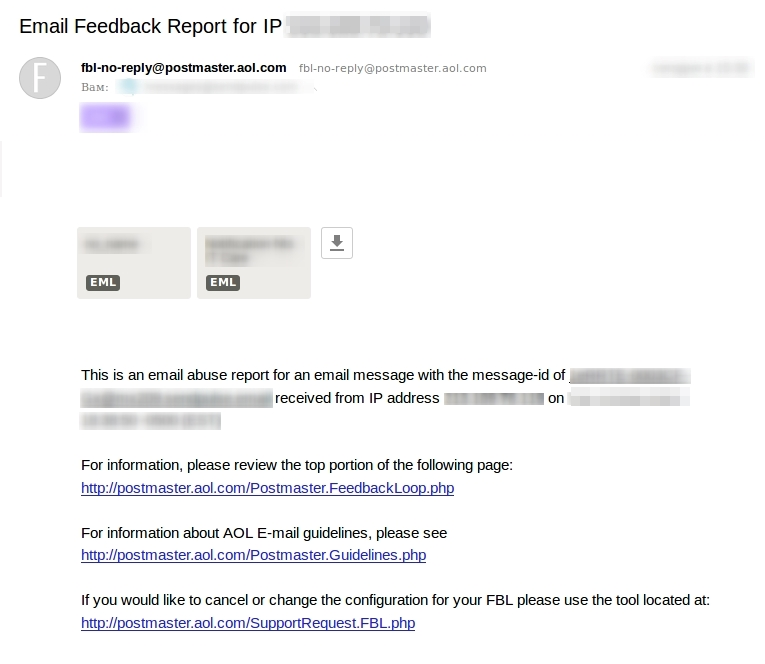 AOL feedback loop report