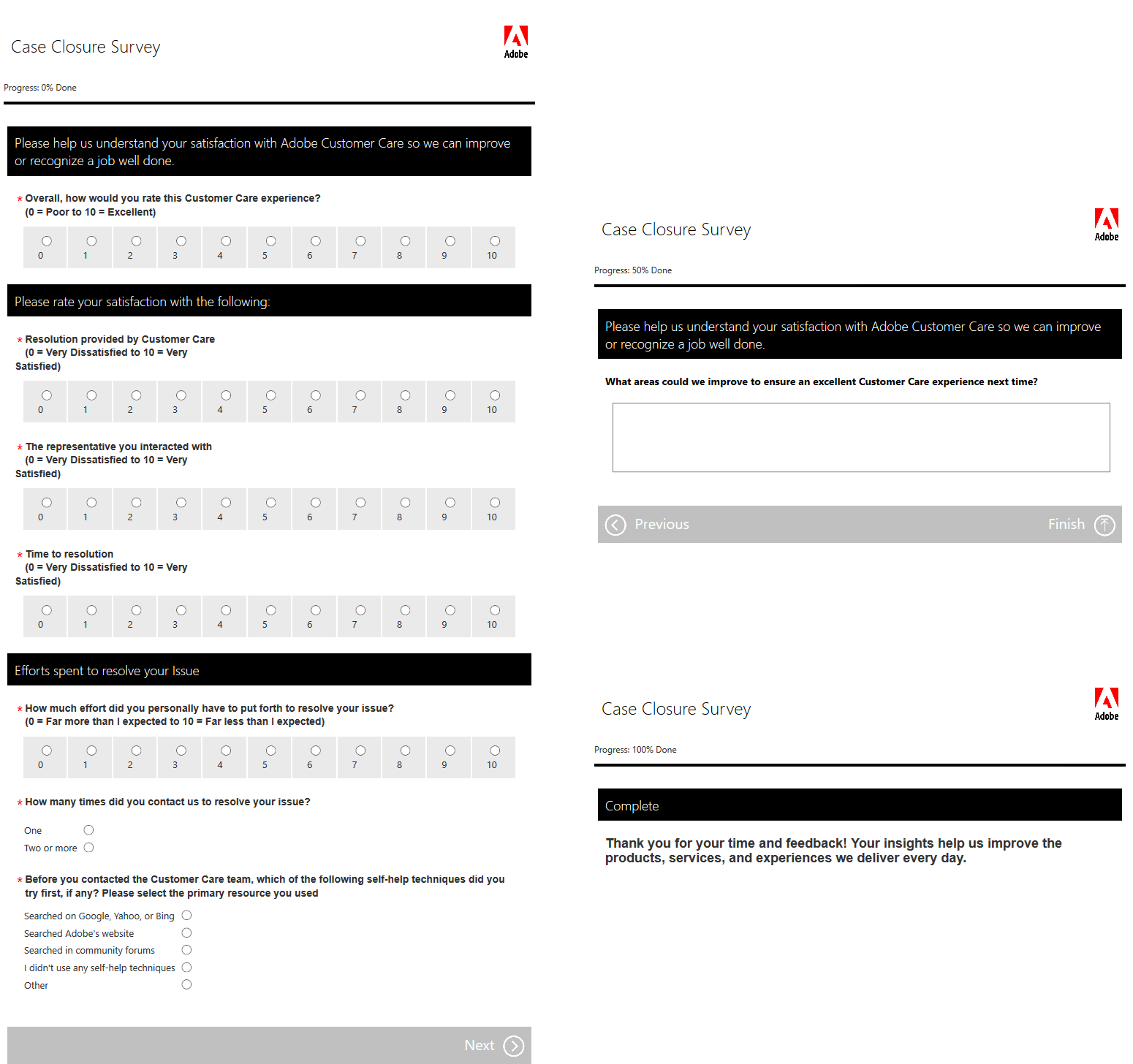 Adobe Müşteri Hizmetleri'nin Vaka Kapanış Anketi