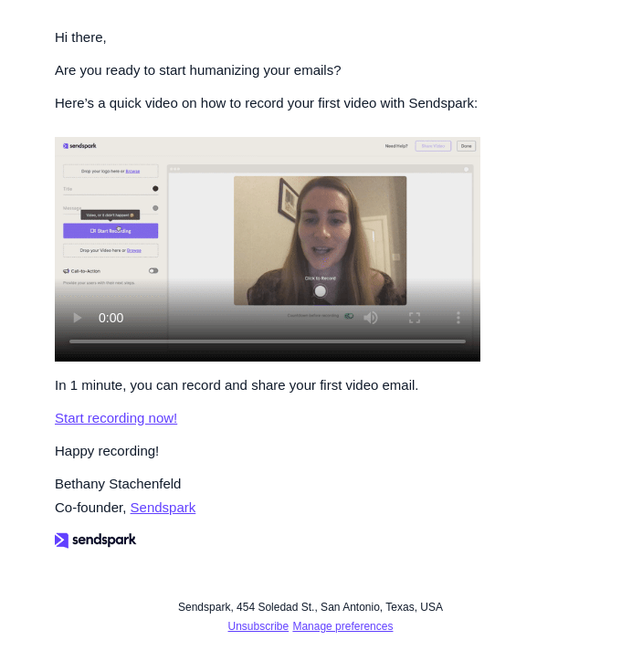 onboarding video in email