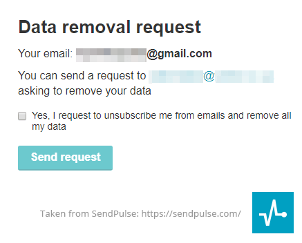 data removal request GDPR SendPulse