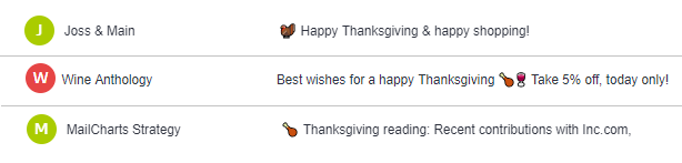 thanksgiving email subject line