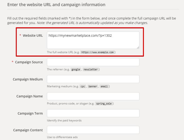 google analytics URL builder