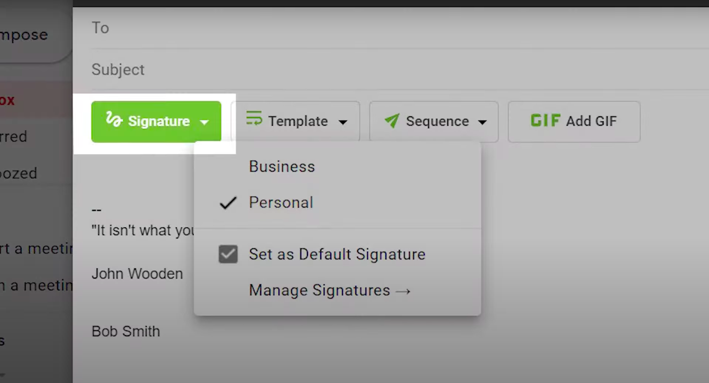 Selecting a signature