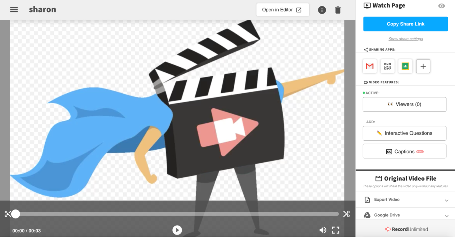 video management page