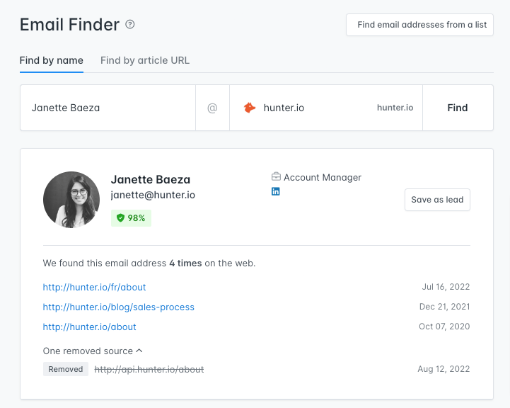 Using email finder
