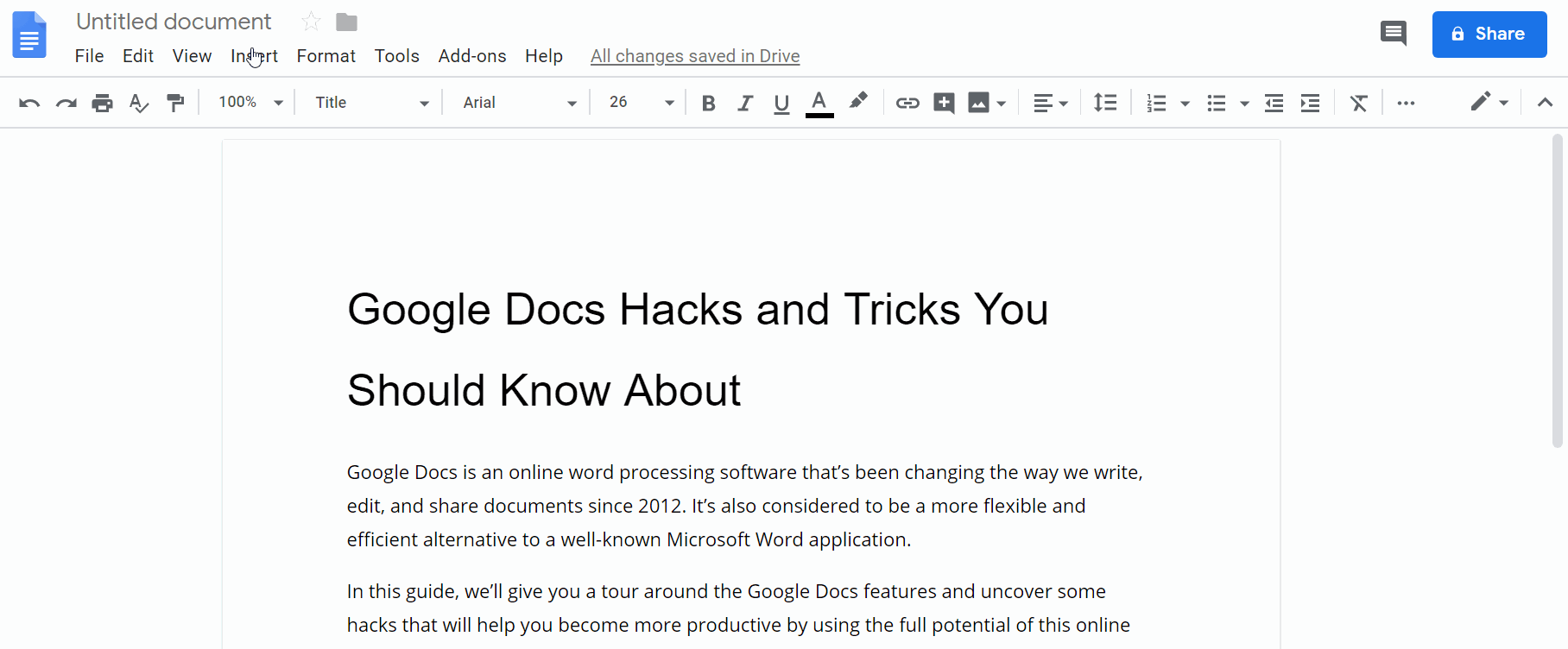 creating header in google docs