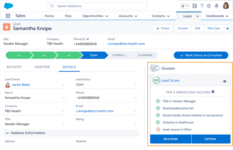 Lead scoring with Salesforce Einstein