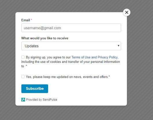 email subscription form