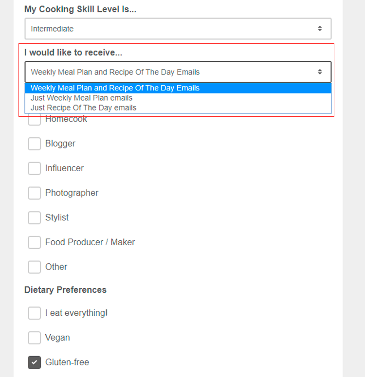 email frequency preference center