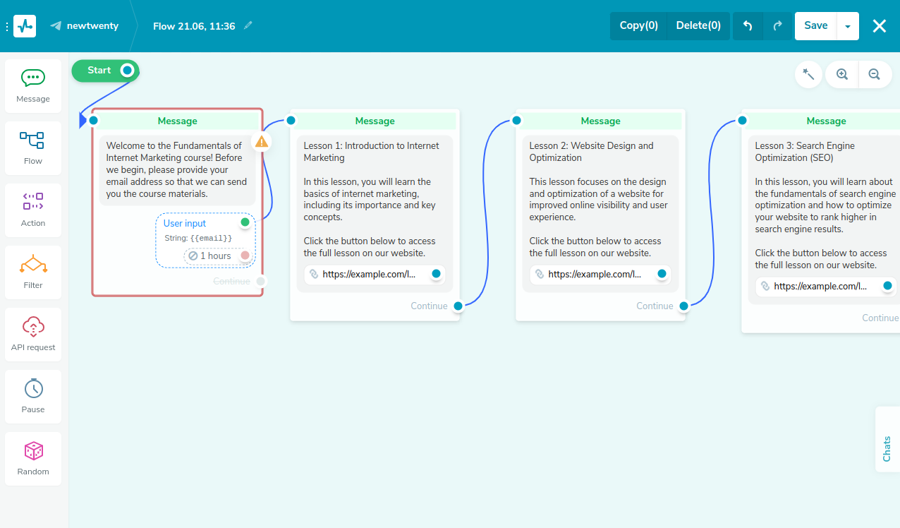 ai generated chatbot flow