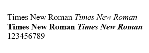 Начертание шрифта Times New Roman