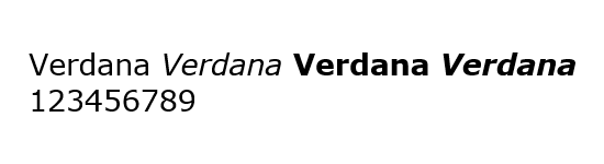 Начертание шрифта Verdana