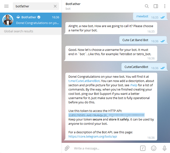 BotFather aracılığıyla yeni bir Telegram botu oluşturma