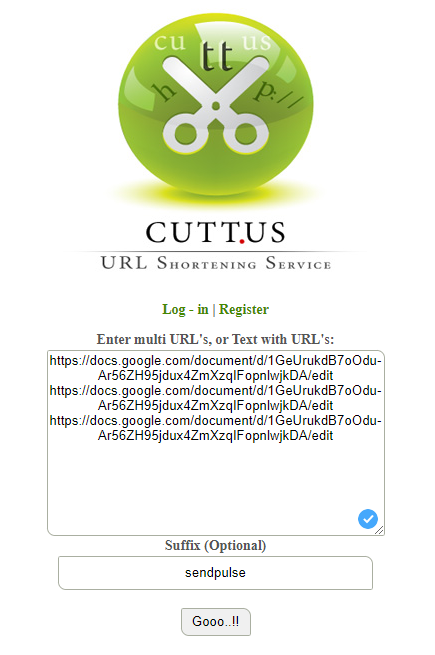 Сервис коротких ссылок Cutt.us в версии для сокращения нескольких ссылок