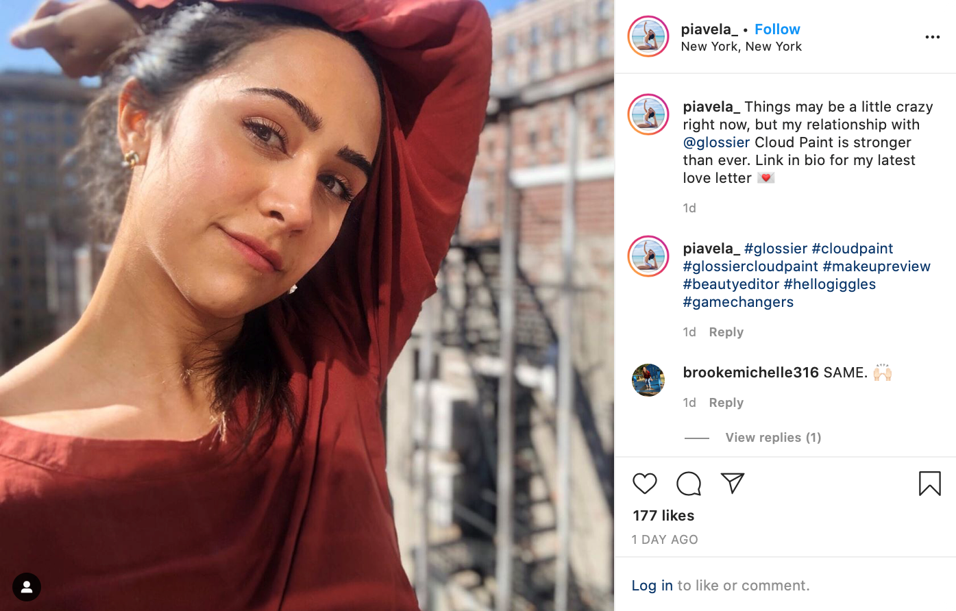 Glossier ürünlerine olan sevgisini Instagram'da paylaşan bir marka hayranı