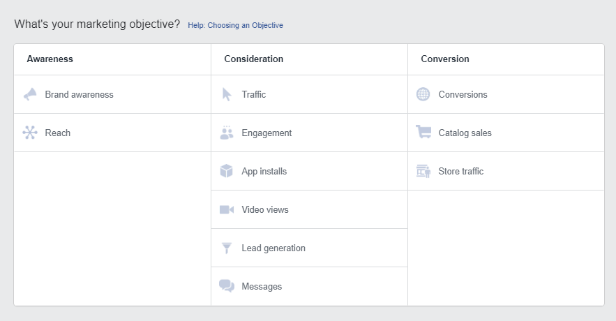 facebook ad objectives