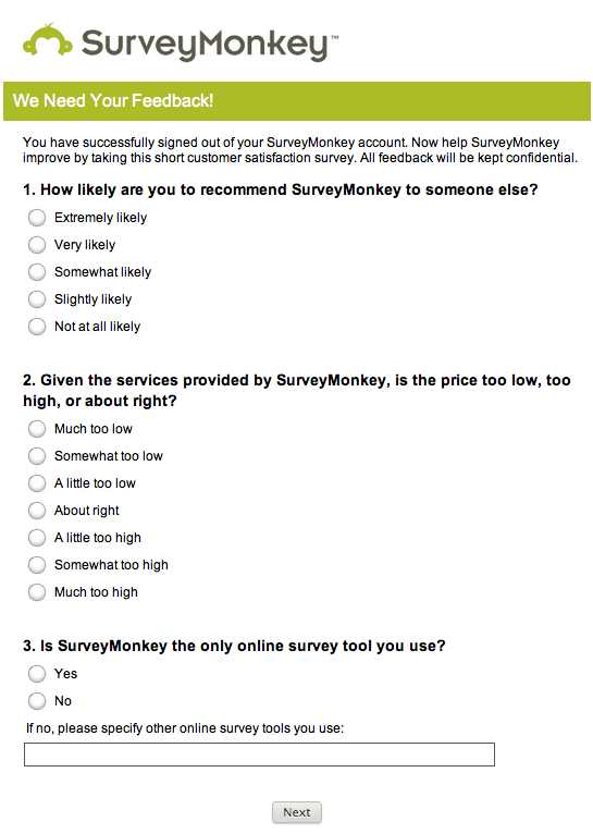 SurveyMonkey kullanıcı verilerini almak için anketleri kullanıyor
