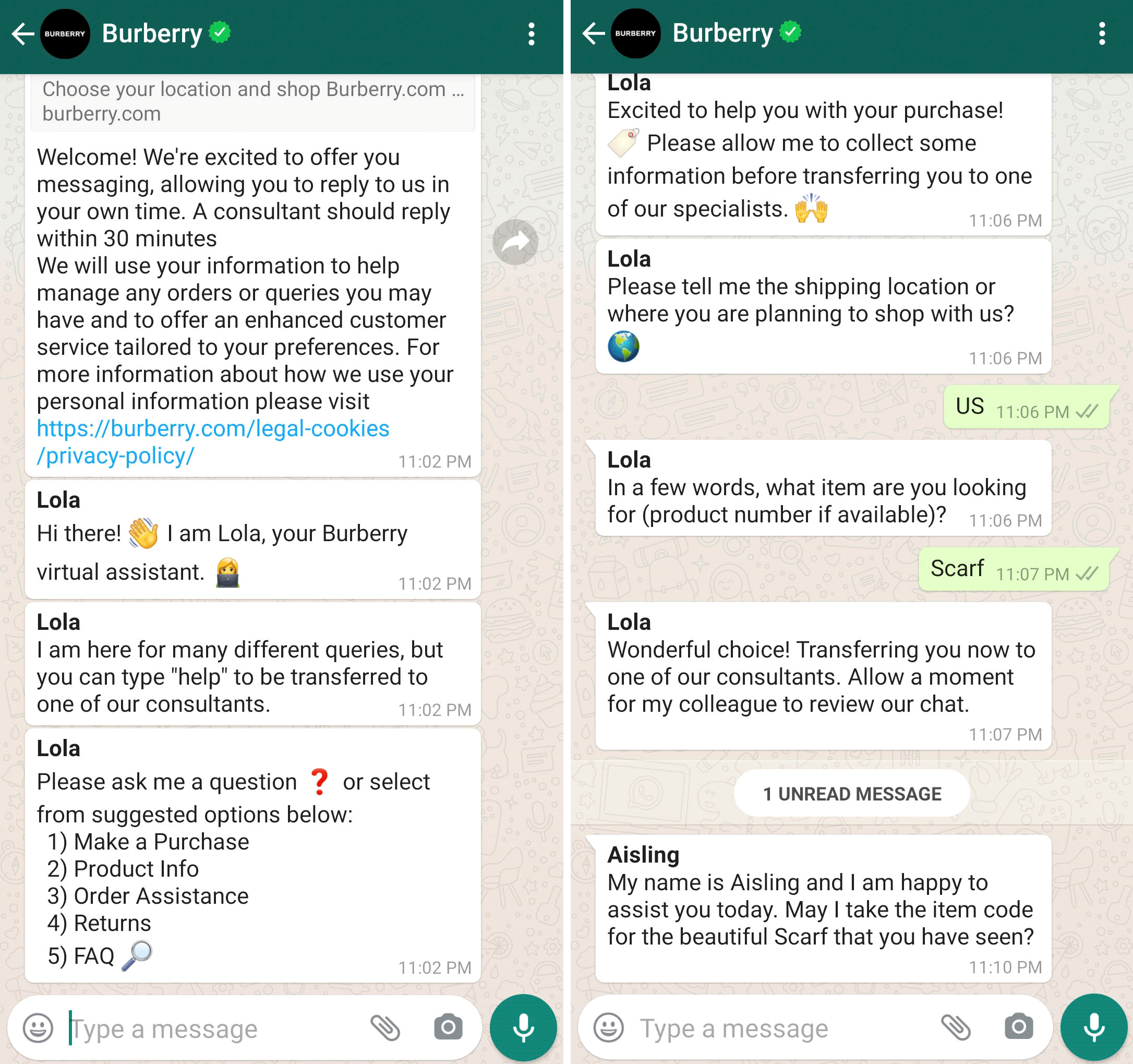 Burberry utilise WhatsApp pour fournir des consultations et une aide personnelles