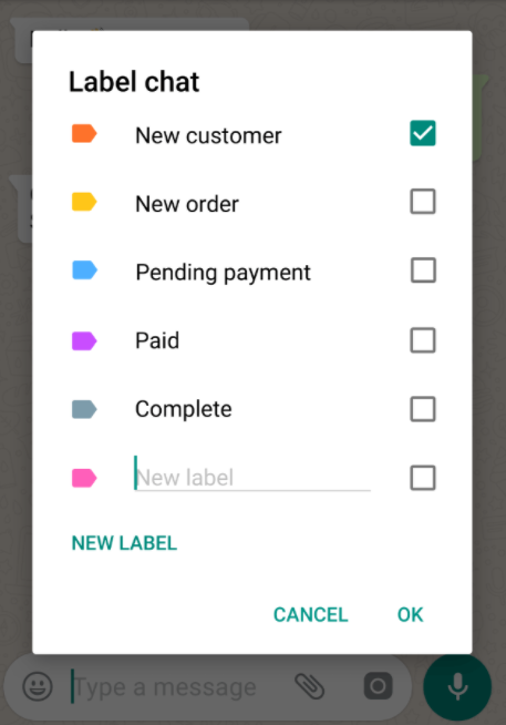 whatsapp labels