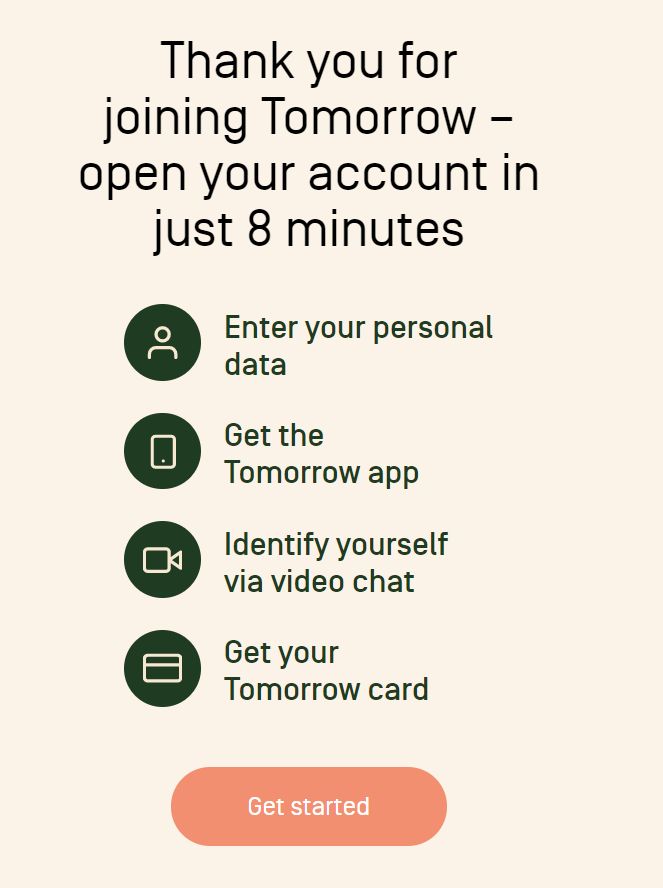 Tomorrow, kullanıcıların yeni kartlarını birkaç dakika içinde almalarına yardımcı olan bir bankacılık sistemidir