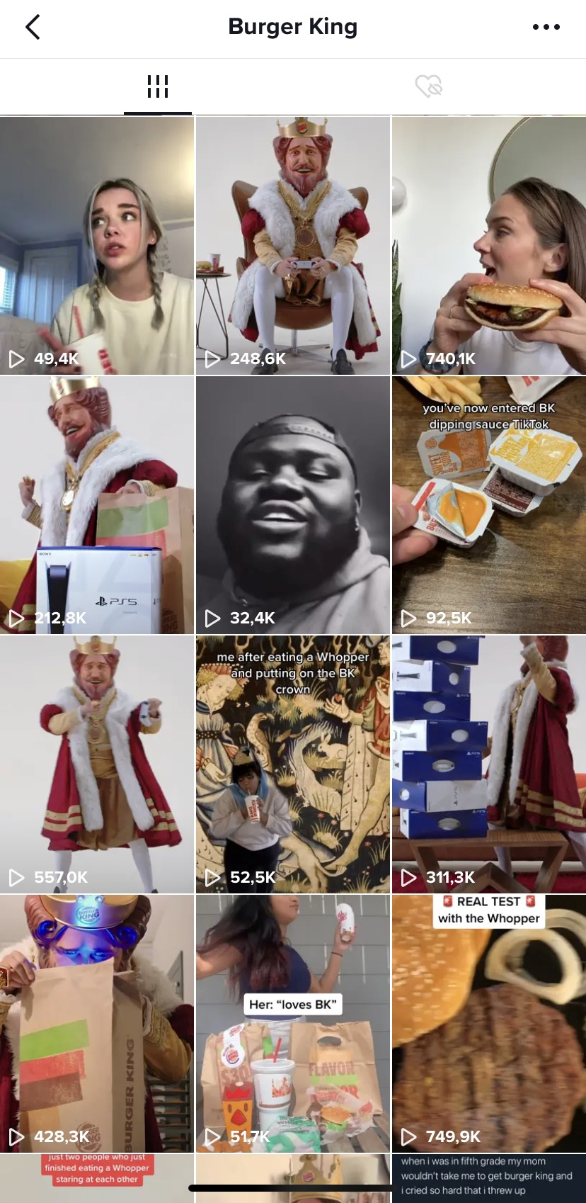 tiktok videos by burger king