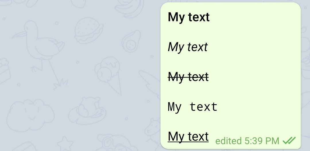 ella es Infidelidad micro Telegram Text Formatting: Tips, Font Tricks, and Shortcuts | SendPulse Blog