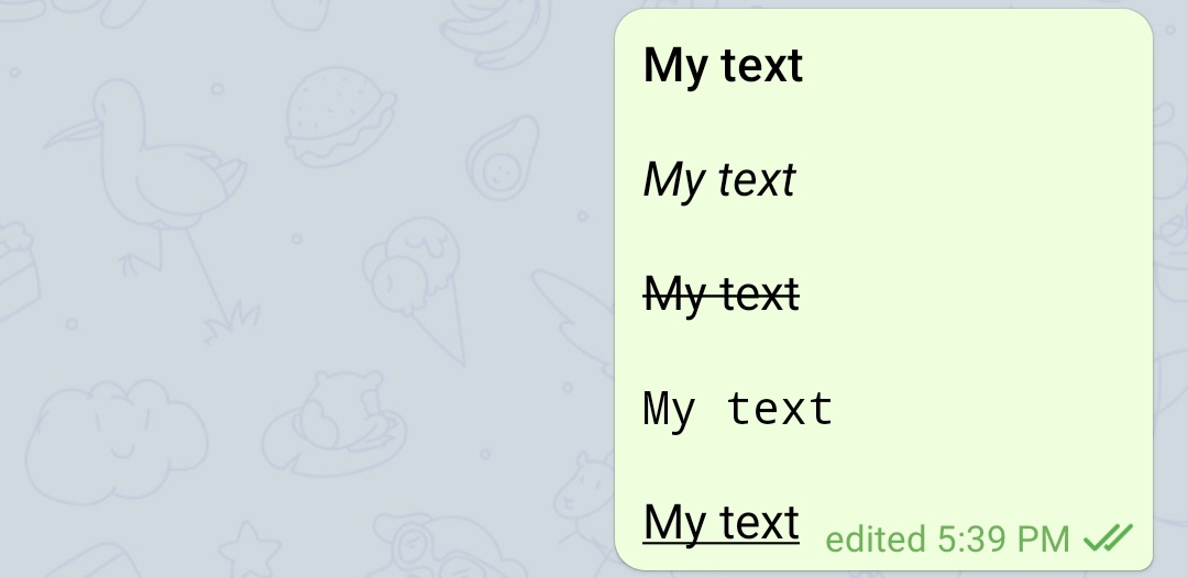 telegram text formatting color