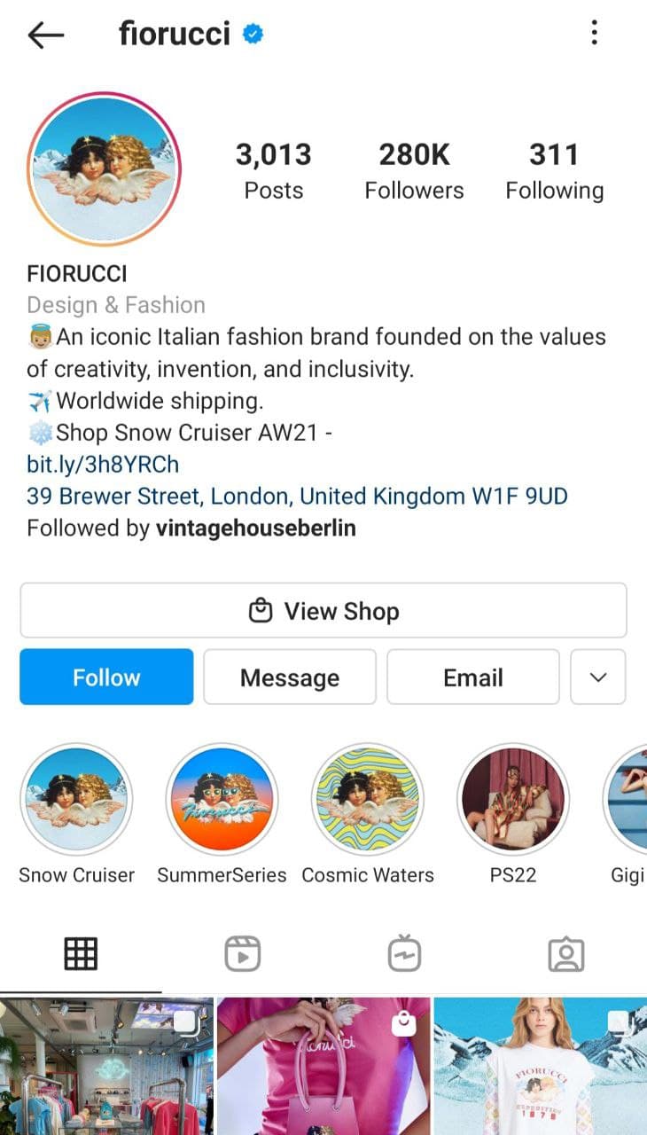Use a declaração de missão da sua marca como uma bio do Instagram