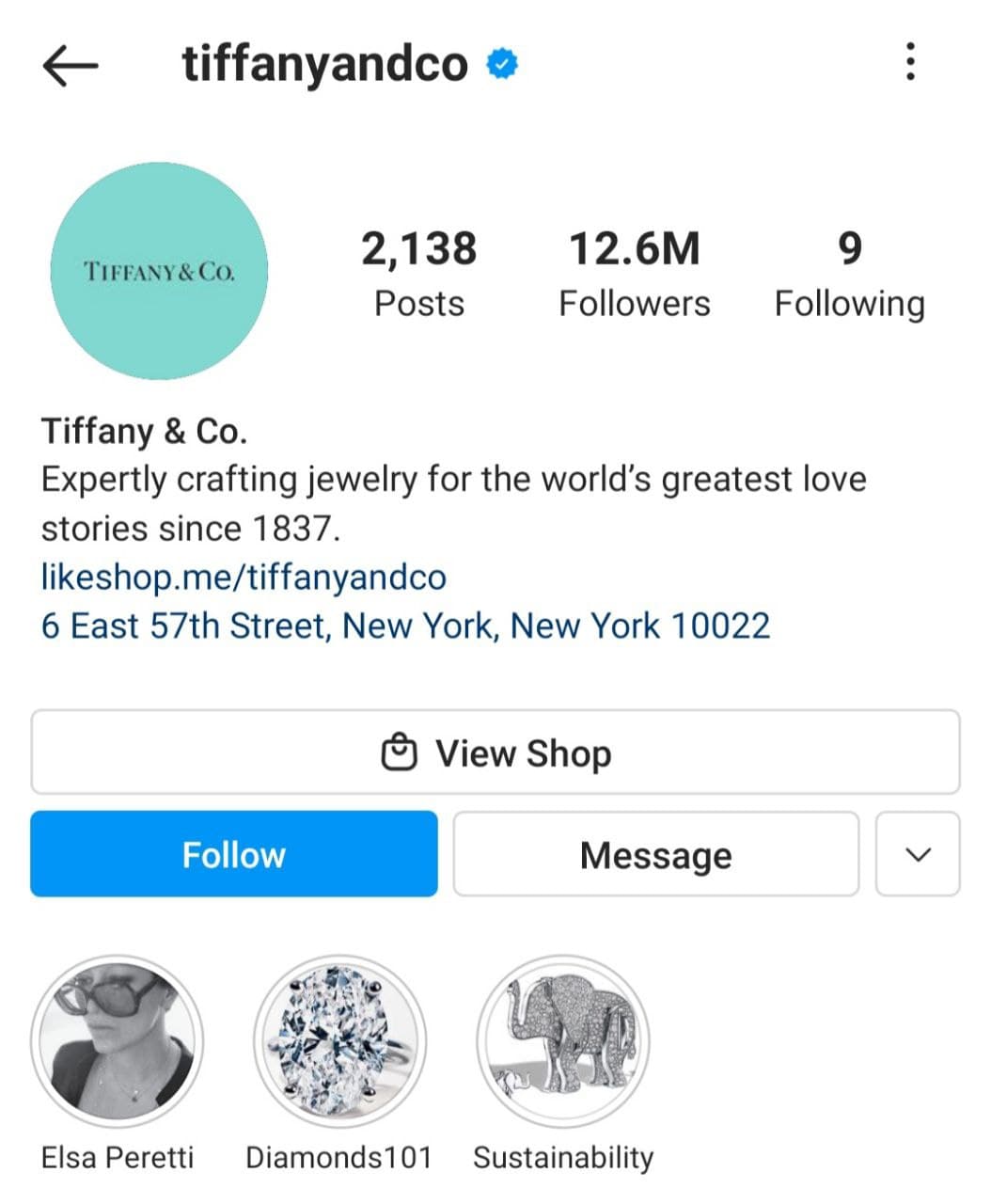 Se a sua marca tem uma história impressionante por trás dela, conte-a em sua bio do Instagram