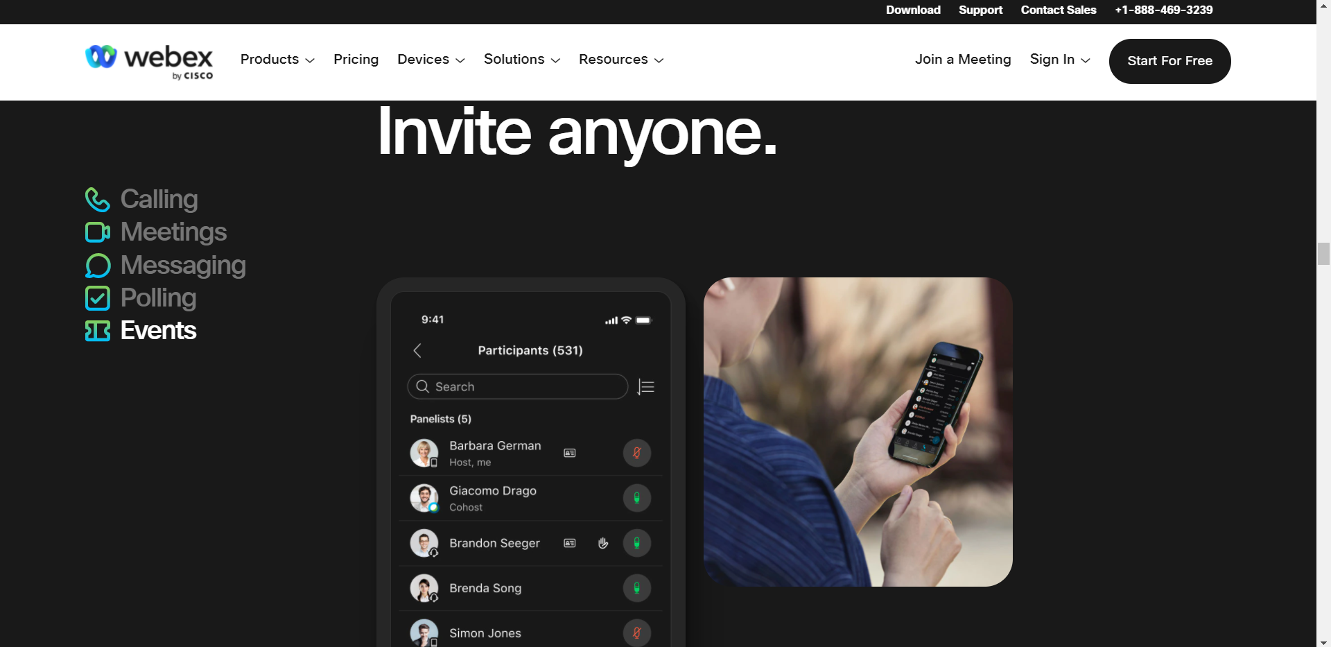 Головна сторінка Webex