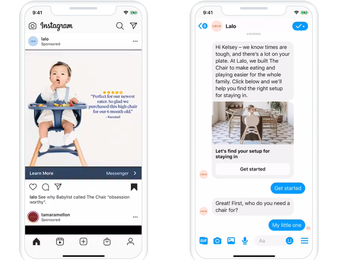 Sohbet botu kitlenizi genişletmek için Instagram'da tıklamalı Messenger reklamlarını kullanın