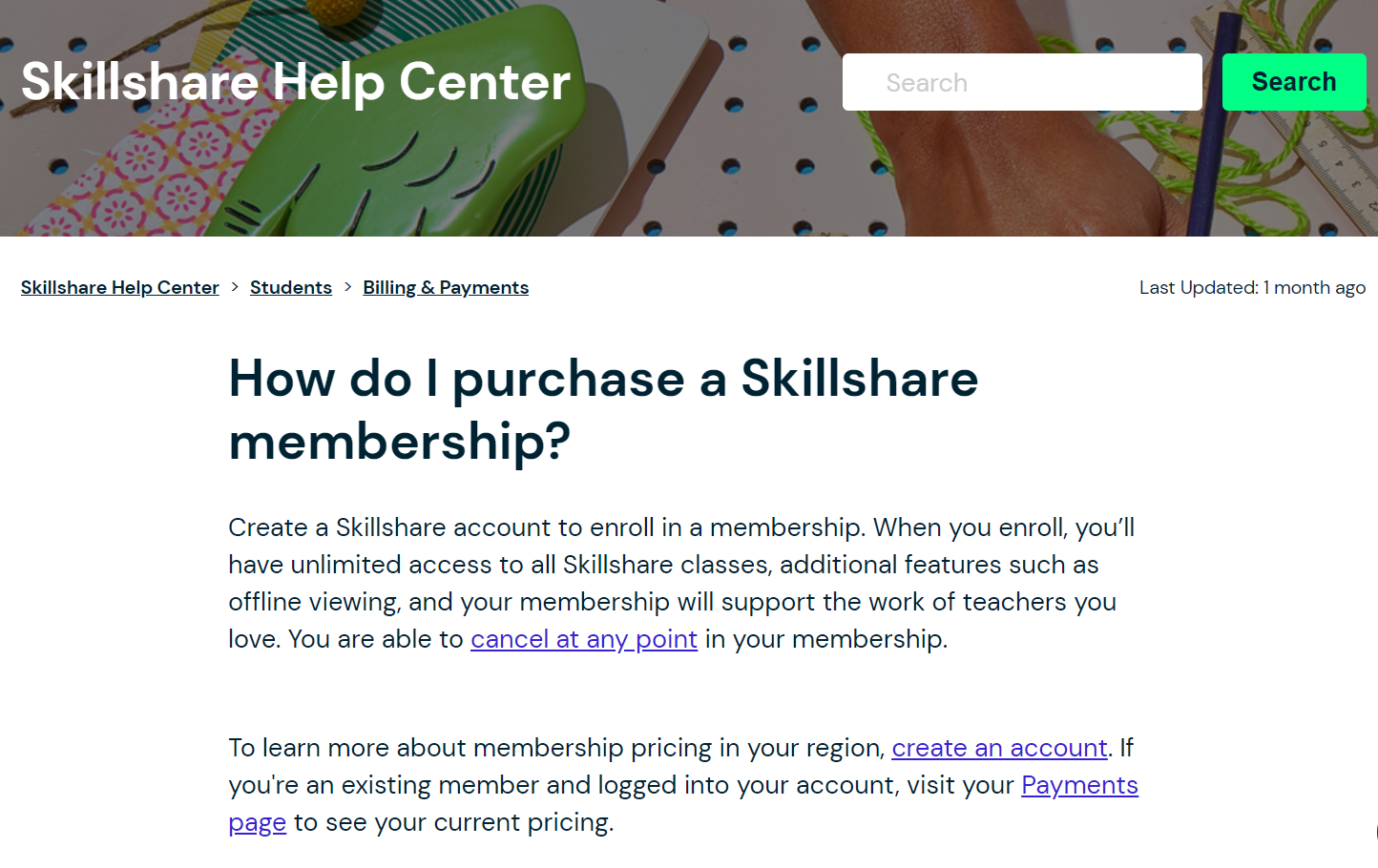 Skillshare usa um modelo de negócios baseado em assinatura