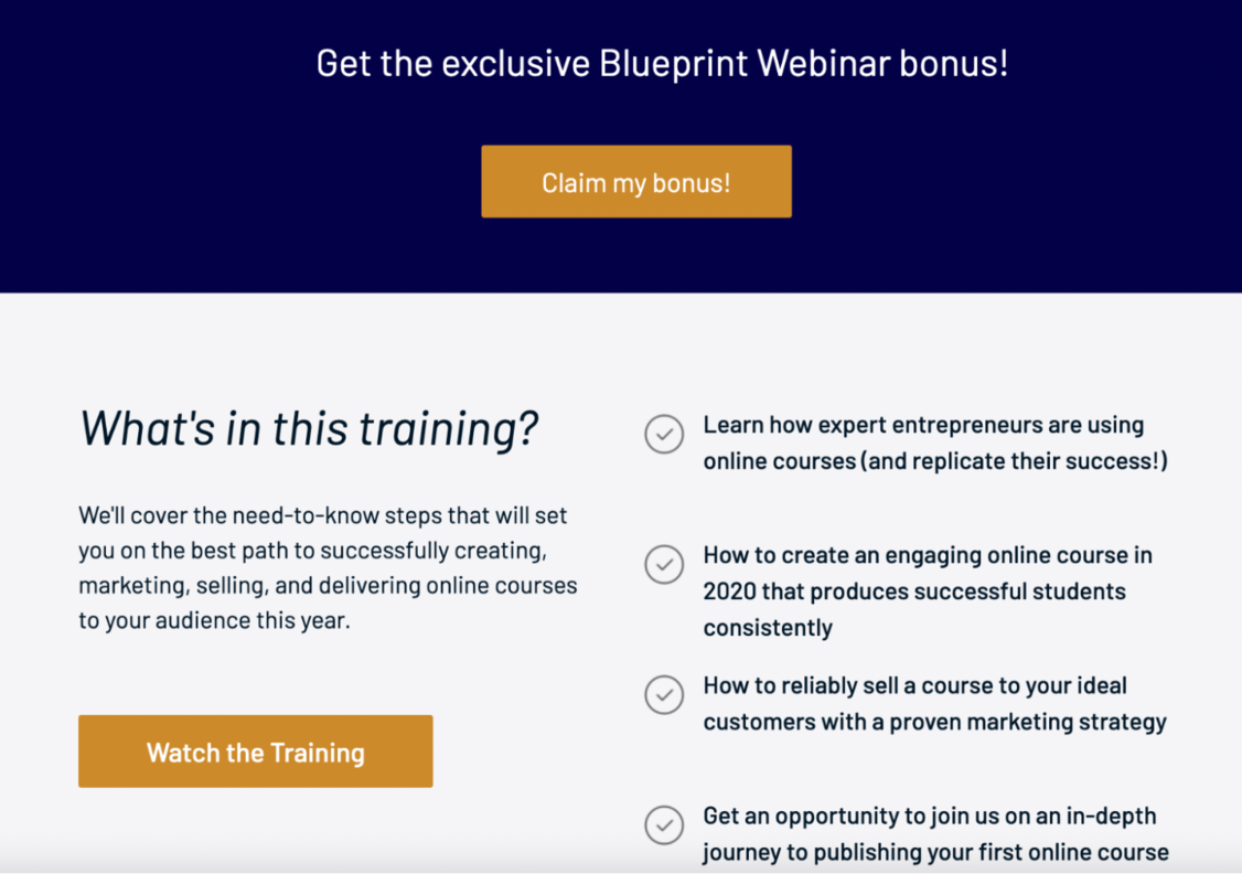 bonus for their webinar registration