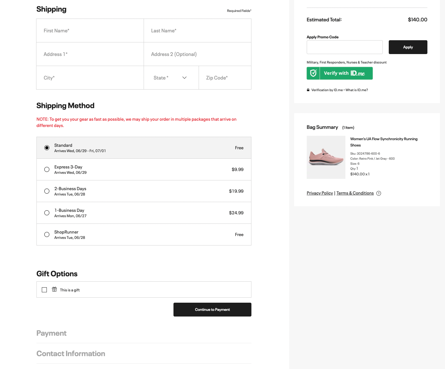 one-page checkout 