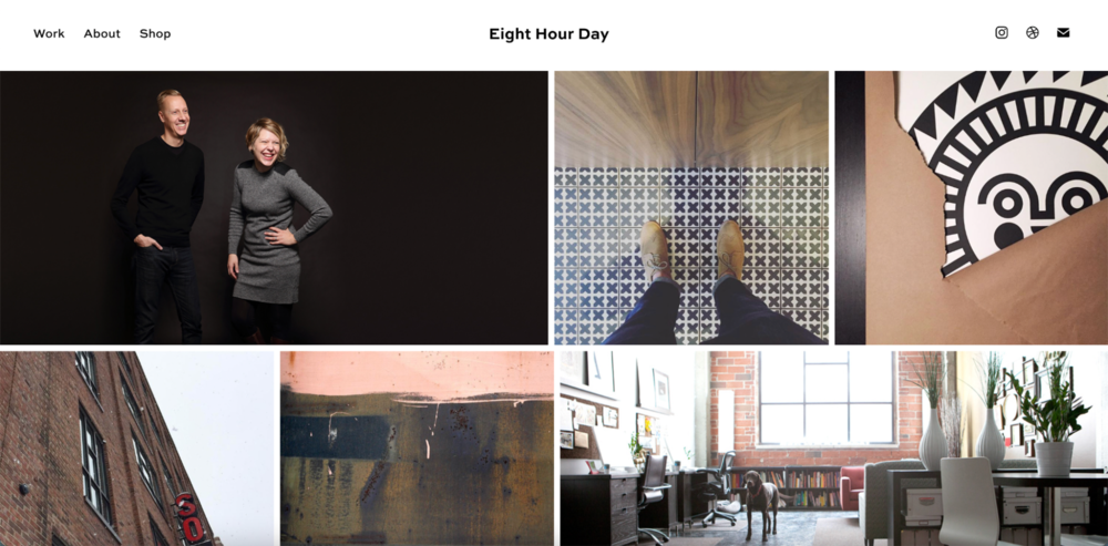 O design da página sobre nós do Eight Hour Day