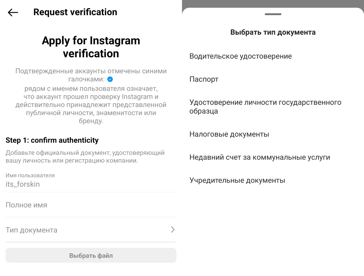 Как получить синюю галочку в Инстаграм: заполните заявку на верификацию