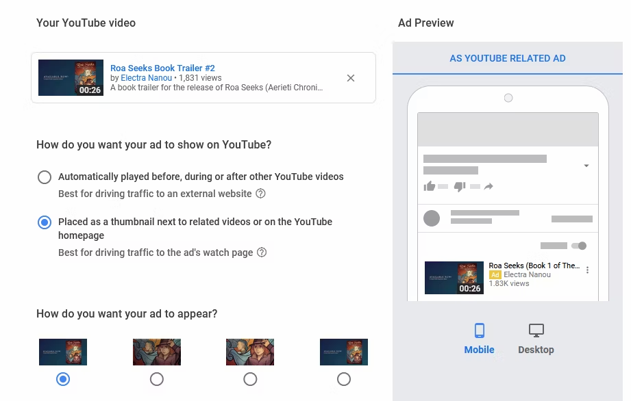 YouTube videolarının Google Ads aracılığıyla tanıtılması; kaynak: Makeuseof