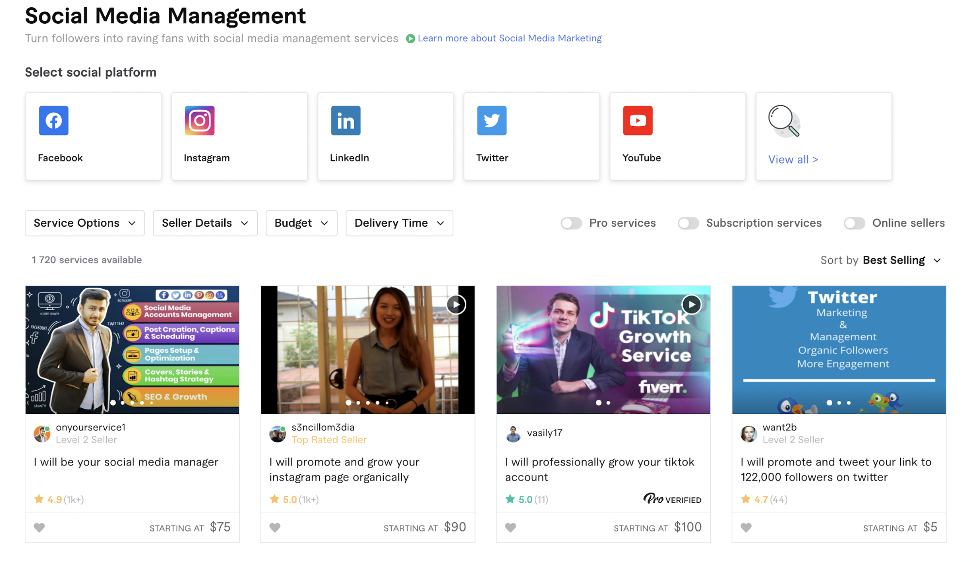 Пропозиції фрілансерів у категорії Social Media Management на біржі Fiverr Пропозиції фрілансерів у категорії Social Media Management на біржі Fiverr