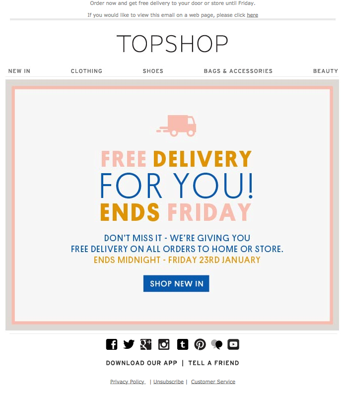 one-time free shipping offer
