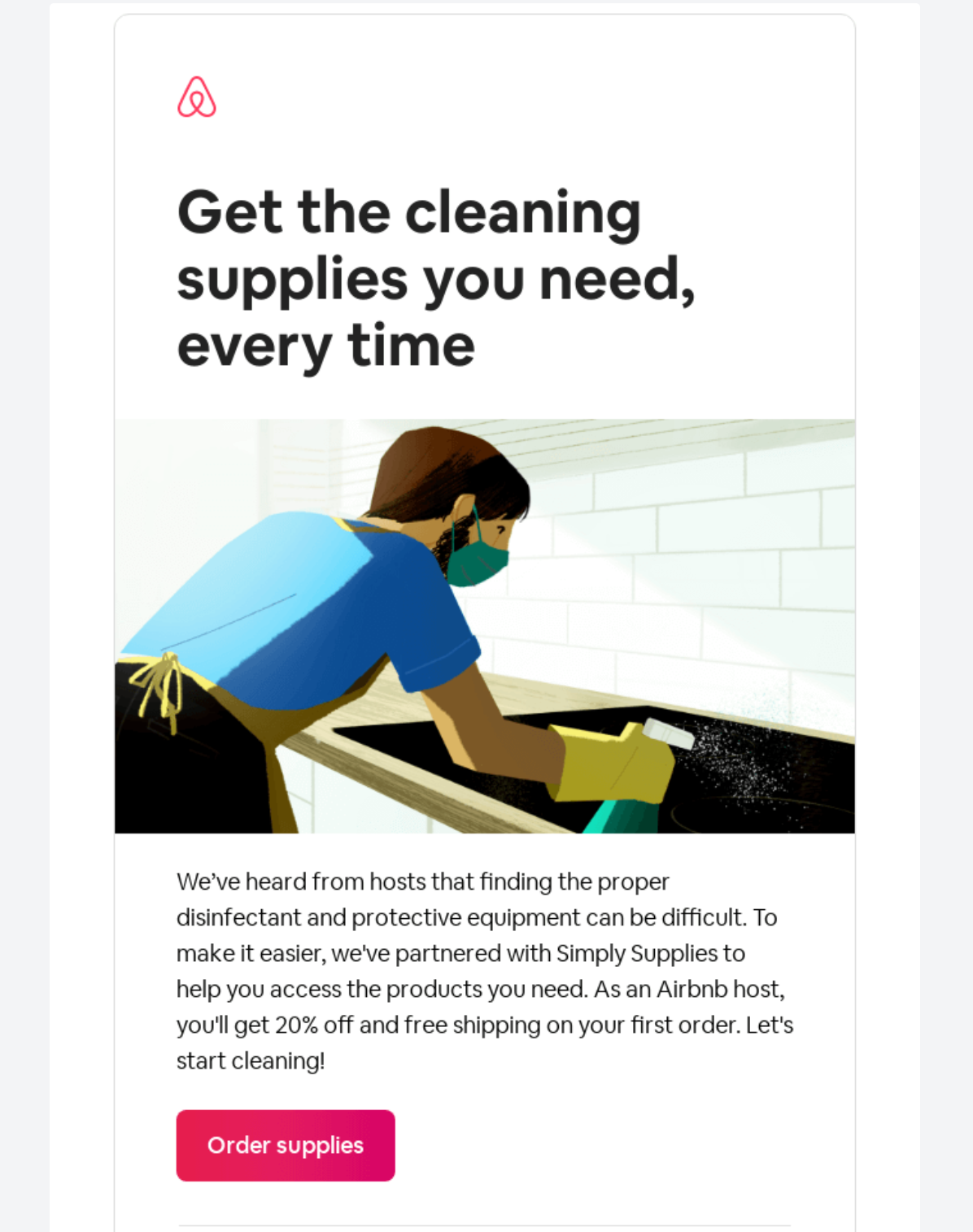 Um exemplo de e-mail de reabastecimento do Airbnb Fonte: Really Good Emails