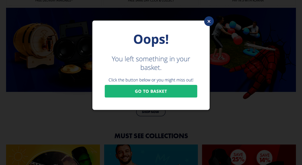 cart abandonment pop-up 