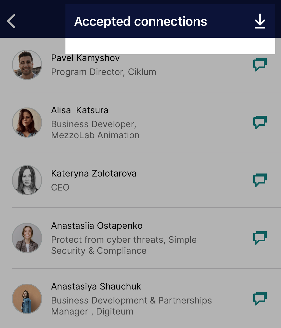 contacts from the WebSummit app