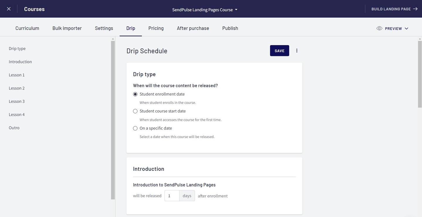 Drip scheduling Drip scheduling