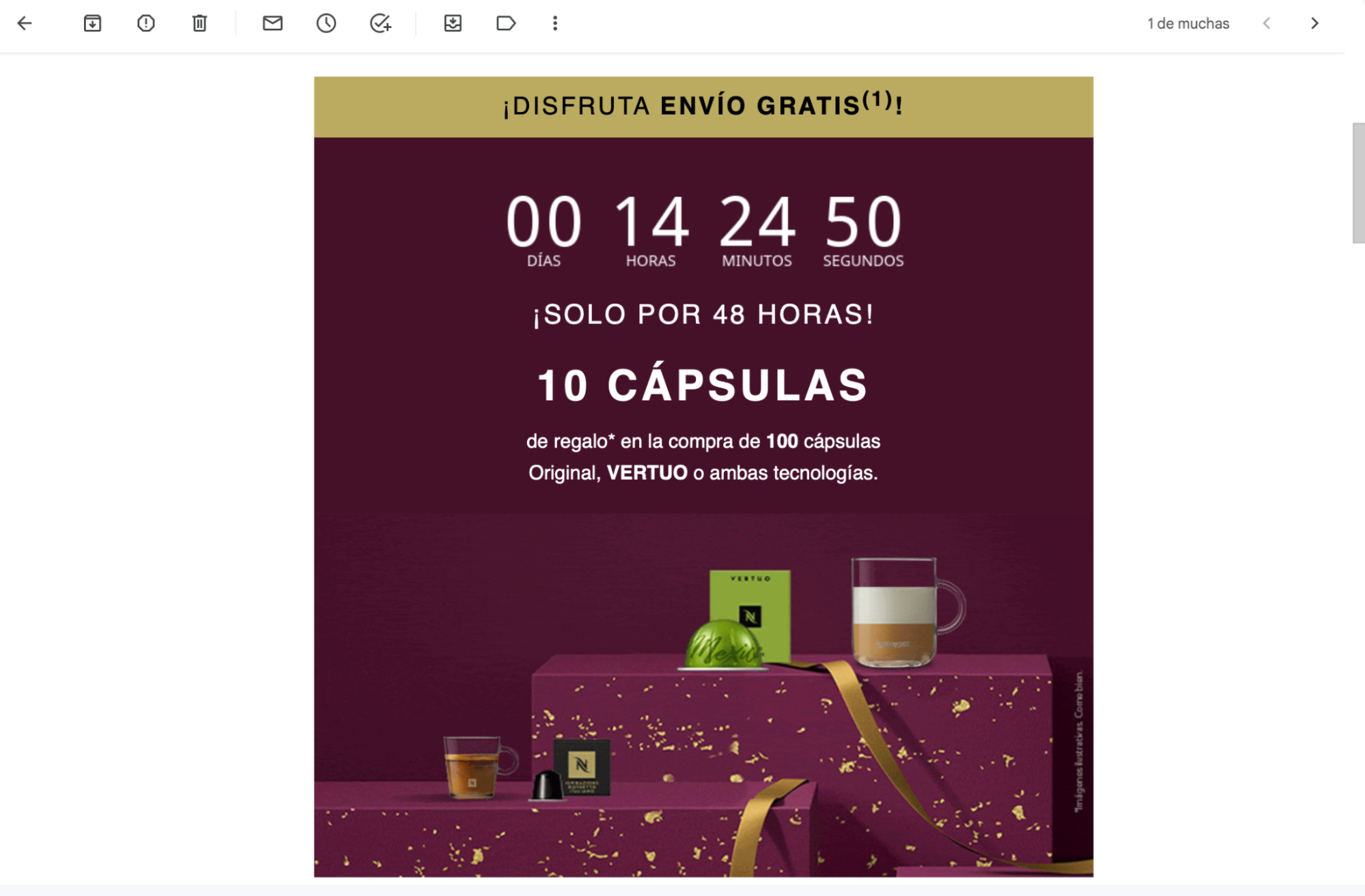 Campaña navideña de email marketing de Nespresso