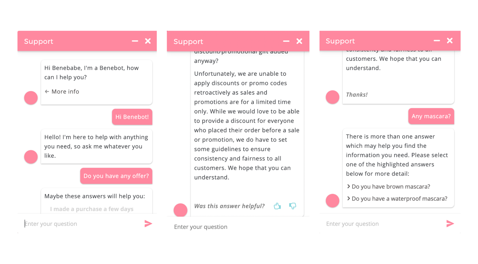 Así es la interacción con Benebot, un gran ejemplo de chatbot para las ventas