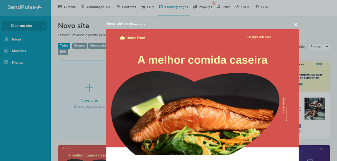 Template de construção de landing page com uso da psicologia das cores