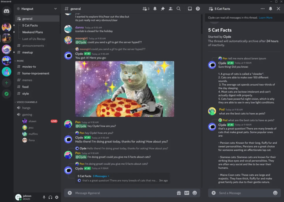 Discord GPT bot example