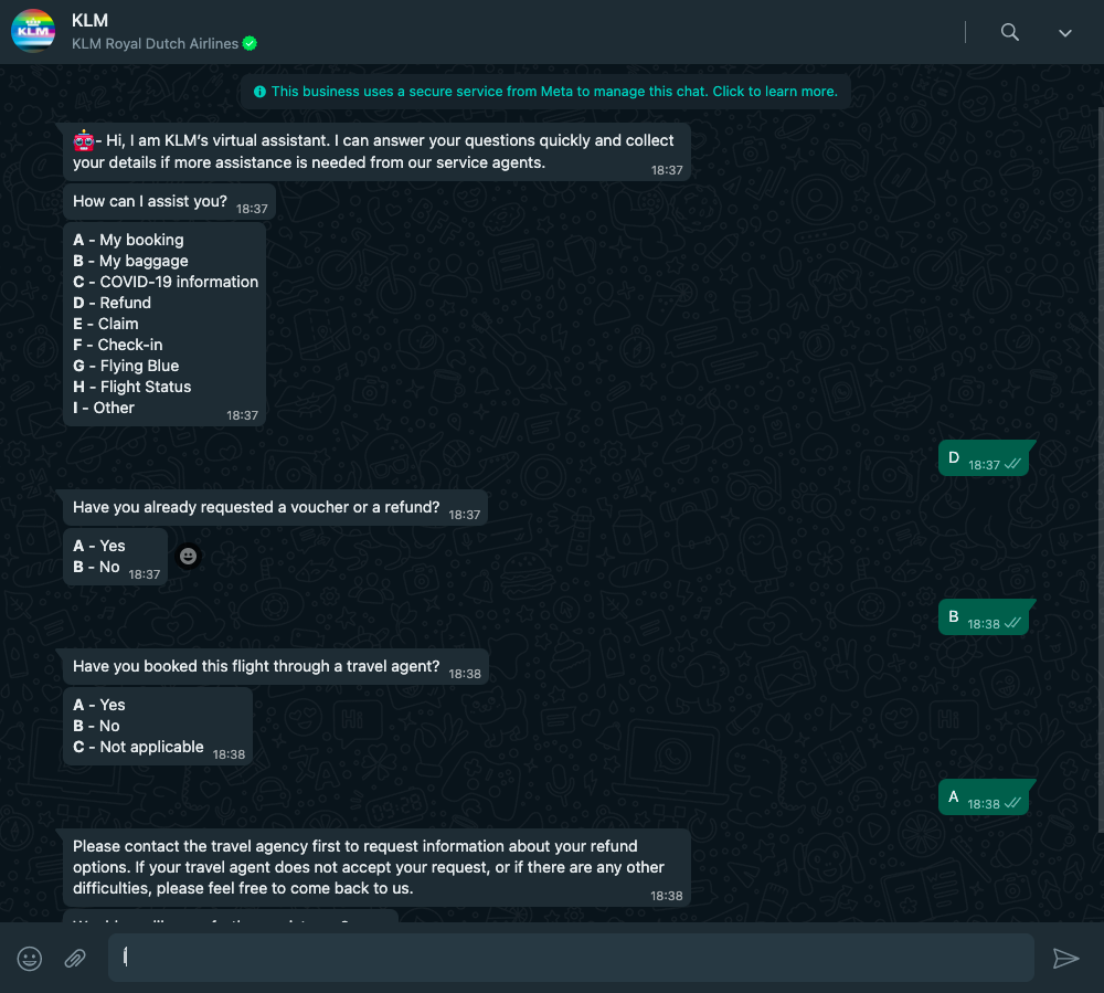 KLM WhatsApp Business