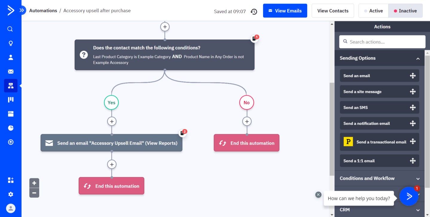 automated flow in ActiveCampaign